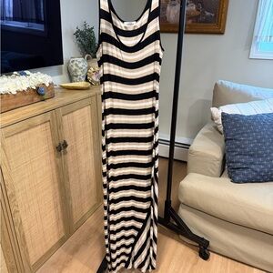 Calvin Klein Striped Black and Cream Maxi Dress